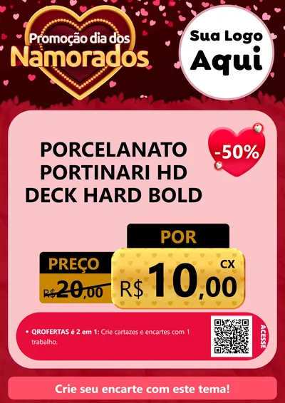 Modelo de Cartaz para Cartaz A4 Vertical com o tema Promoção Dia Dos Namorados para Pisos e revestimentos