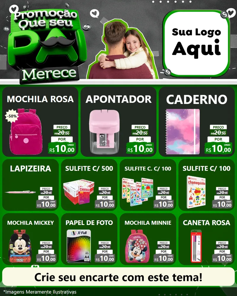 Modelo de Rede Social para Feed Instagram com o tema Promoção Que seu Pai Merece para Papelaria