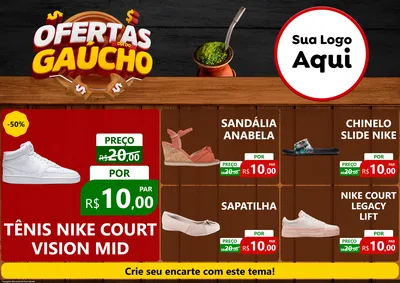 Modelo de Encarte para Encarte A4 Horizontal com o tema Ofertas Dia do Gaúcho para Calçados