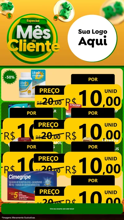 Modelo de TV para TV Vertical com o tema Especial Mês do Cliente para Farmácia