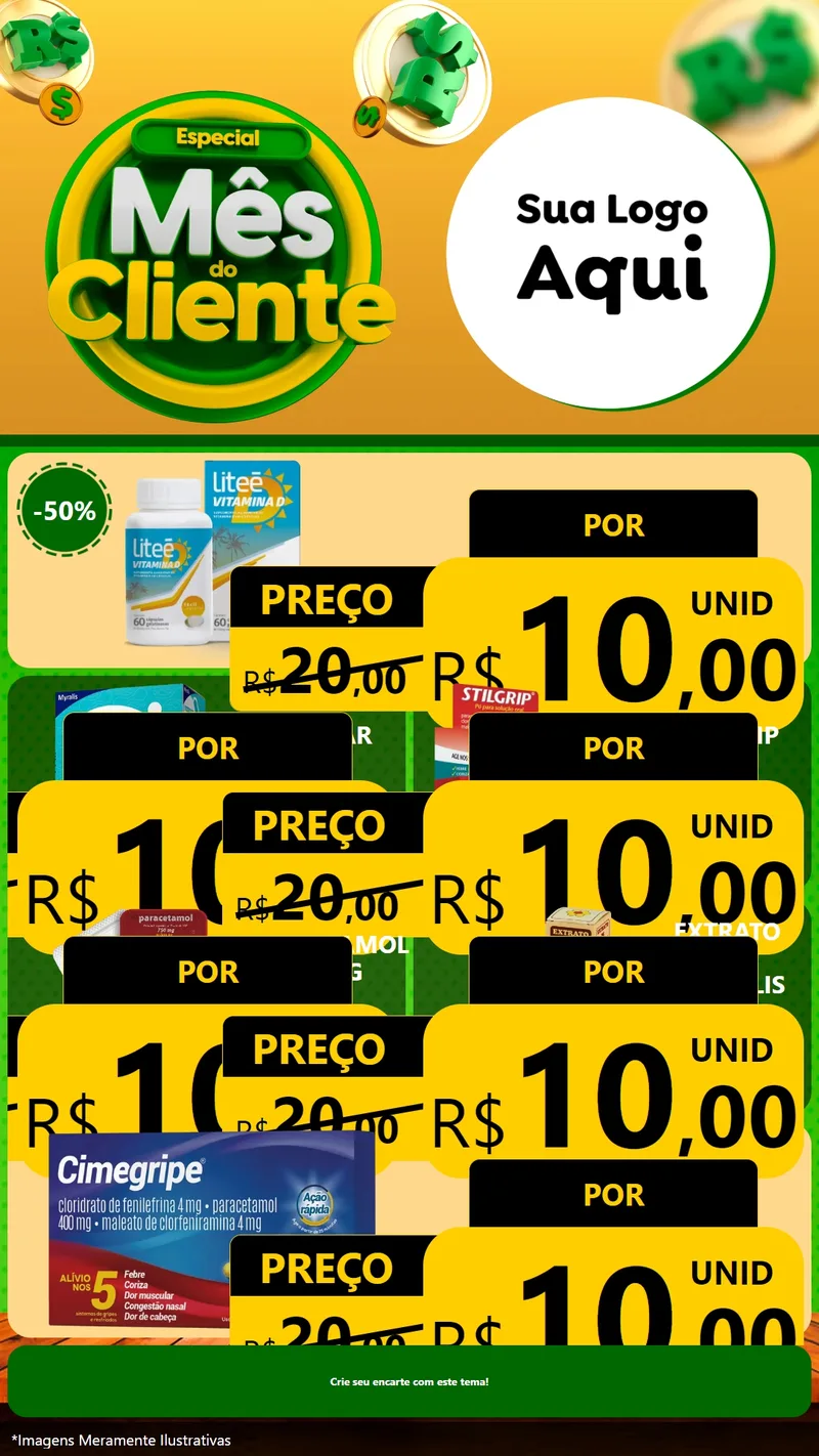 Modelo de TV para TV Vertical com o tema Especial Mês do Cliente para Farmácia