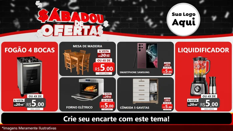 Modelo de TV para TV Horizontal com o tema Sabadou de Ofertas para Móveis e Eletro