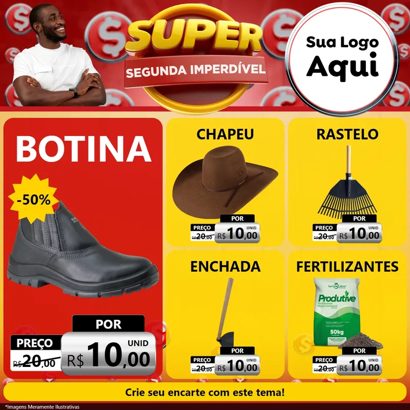 Modelo de Rede Social para Feed Facebook com o tema Super Segunda Imperdível para Agropecuária