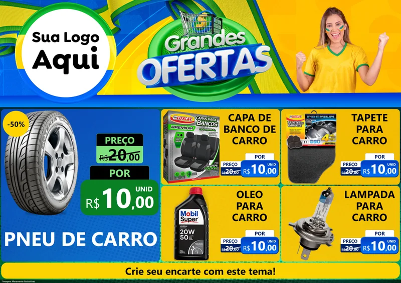 Modelo de Encarte para Encarte A4 Horizontal com o tema Grandes Ofertas para Auto peças