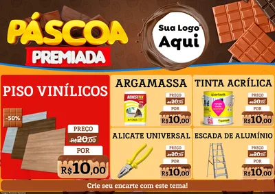 Modelo de Encarte para Encarte A4 Horizontal com o tema Páscoa Premiada para Material para Construção
