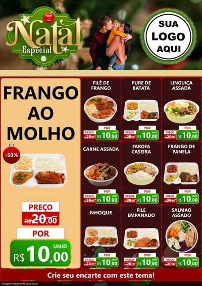 Modelo de Encarte para Encarte A4 Vertical com o tema Natal Especial para Restaurante