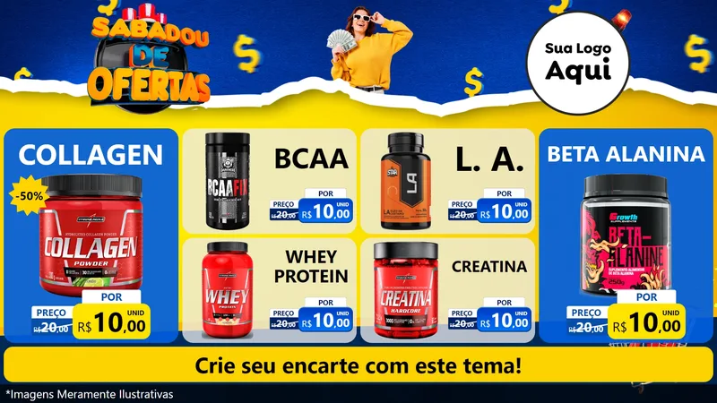 Modelo de TV para TV Horizontal com o tema Sabadou de Ofertas para Suplementos alimentares