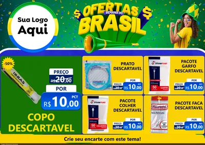 Modelo de Encarte para Encarte A4 Horizontal com o tema Ofertas Semana do Brasil para Embalagens