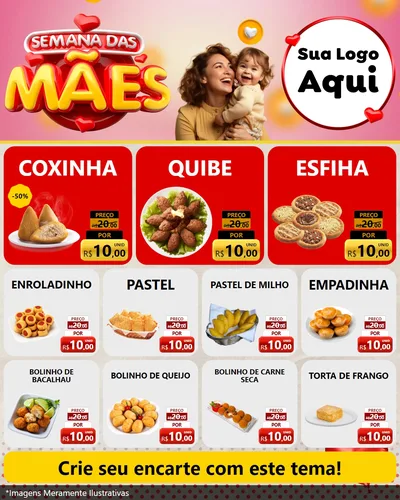 Modelo de Rede Social para Feed Instagram com o tema Semana das Mães para Salgadaria