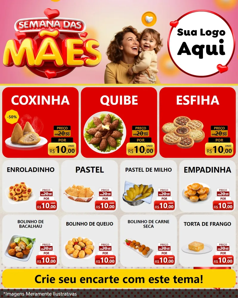 Modelo de Rede Social para Feed Instagram com o tema Semana das Mães para Salgadaria