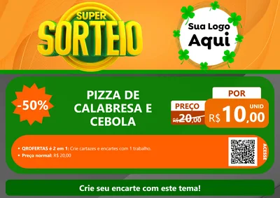 Modelo de Cartaz para Cartaz A4 Horizontal com o tema Super Sorteio para Pizzaria