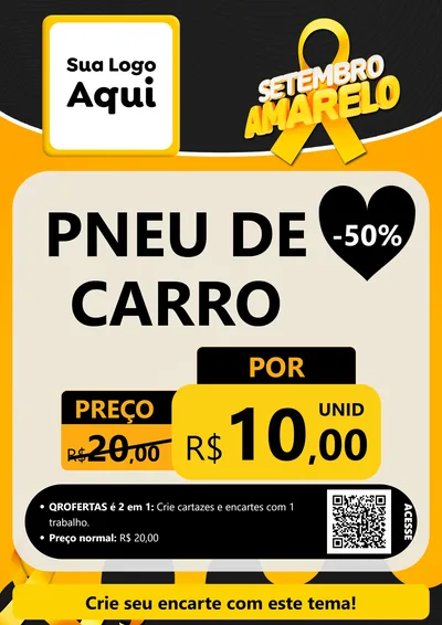 Modelo de Cartaz para Cartaz A4 Vertical com o tema Setembro Amarelo para Auto peças