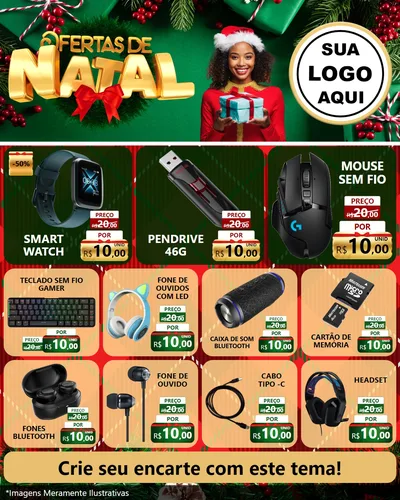 Modelo de Rede Social para Feed Instagram com o tema Ofertas de Natal para Informática