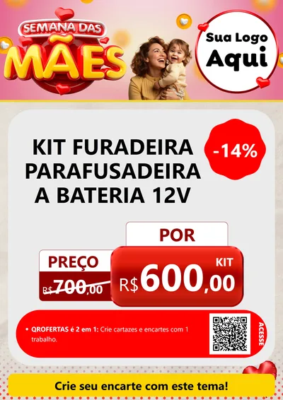 Modelo de Cartaz para Cartaz A4 Vertical com o tema Semana das Mães para Maquinas e Ferramentas