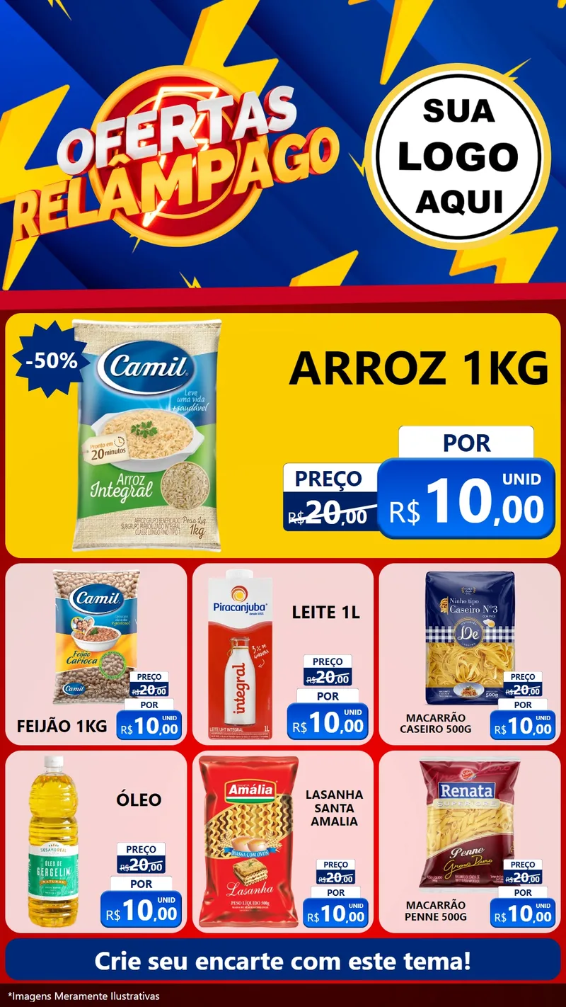 Modelo de Rede Social para Stories com o tema Ofertas Relâmpago para Supermercado