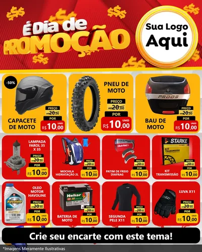 Modelo de Rede Social para Feed Instagram com o tema É Dia De Promoção para Moto peças