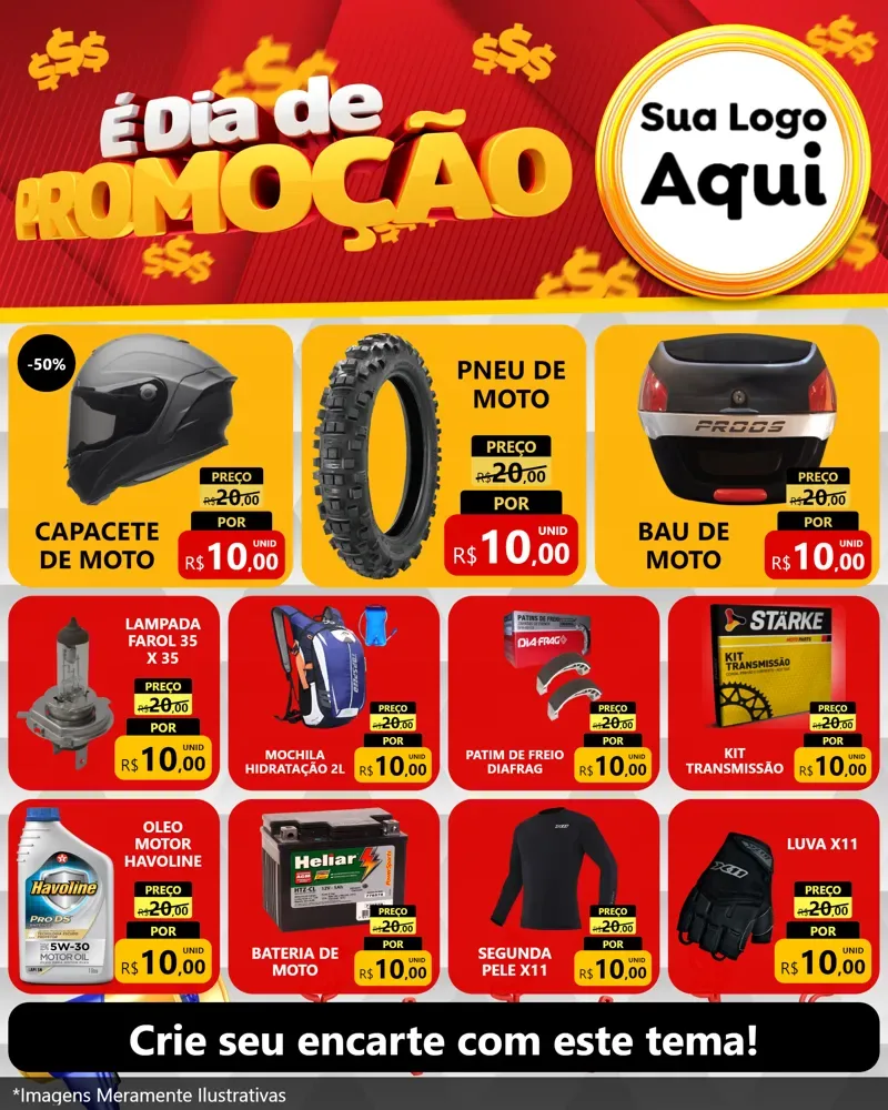 Modelo de Rede Social para Feed Instagram com o tema É Dia De Promoção para Moto peças