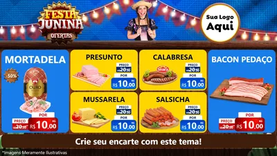 Modelo de TV para TV Horizontal com o tema Festa Junina Ofertas para Frios e Laticínios
