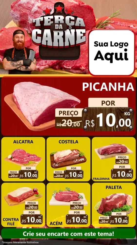 Modelo de Rede Social para Stories com o tema Terça da Carne para Açougue