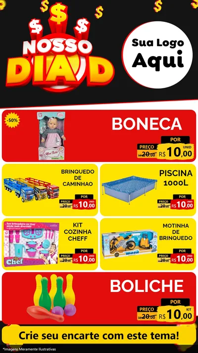 Modelo de TV para TV Vertical com o tema Nosso Dia D para Brinquedos