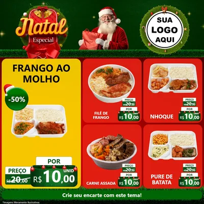 Modelo de Rede Social para Feed Facebook com o tema Natal Especial para Restaurante