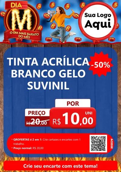 Modelo de Cartaz para Cartaz A4 Vertical com o tema Dia M - O Dia Mais Barato Do Mês para Tintas e Ferramentas