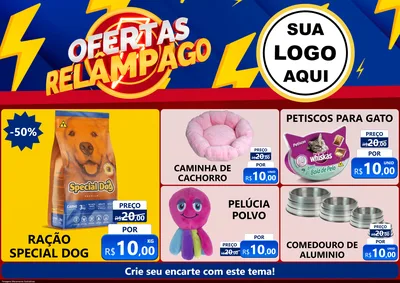 Modelo de Encarte para Encarte A4 Horizontal com o tema Ofertas Relâmpago para Pet Shop