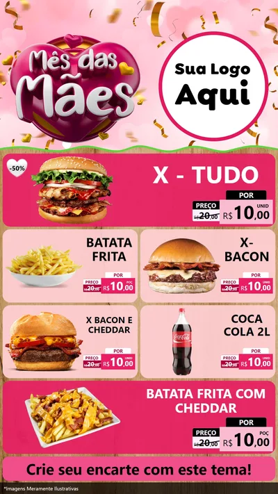 Modelo de TV para TV Vertical com o tema Mês das Mães para Hamburgueria