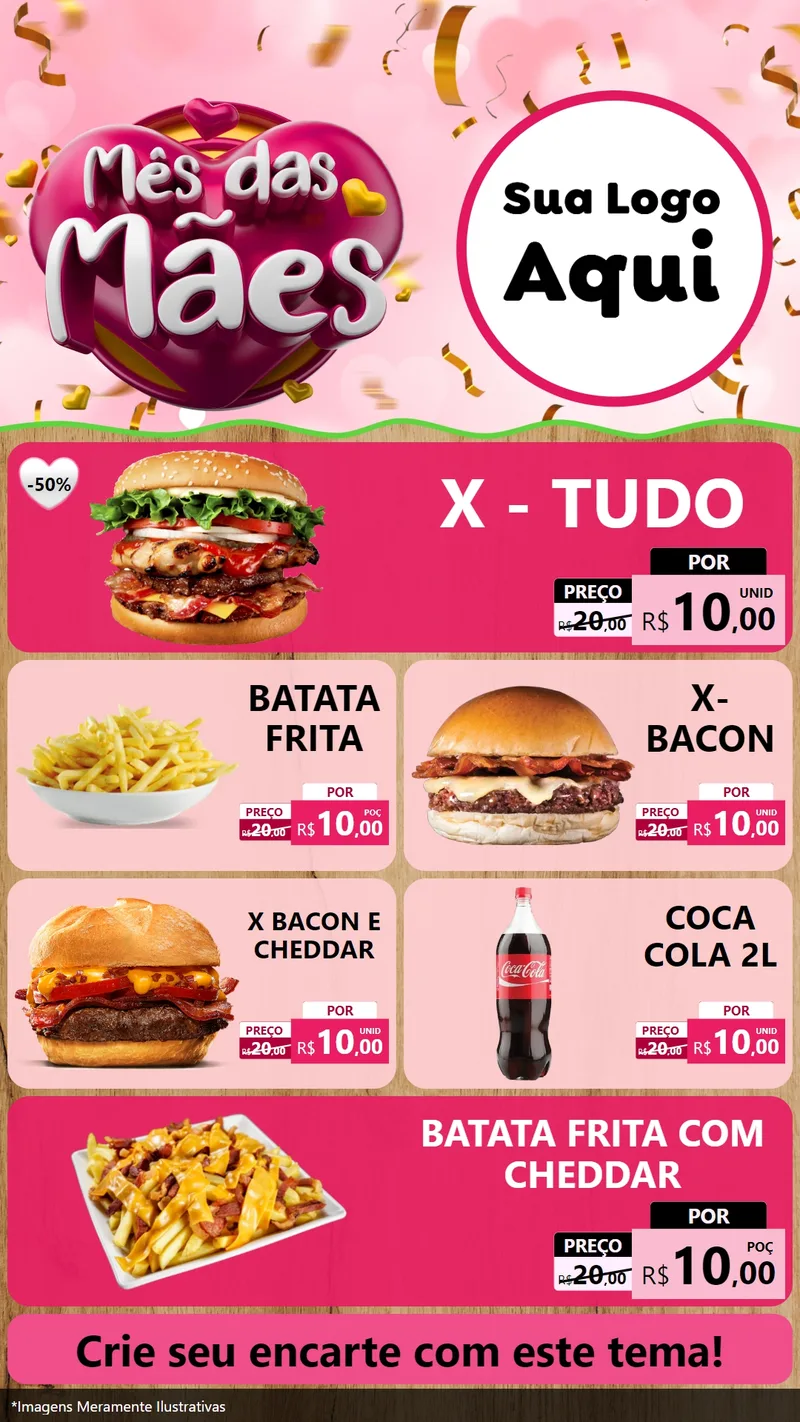 Modelo de TV para TV Vertical com o tema Mês das Mães para Hamburgueria