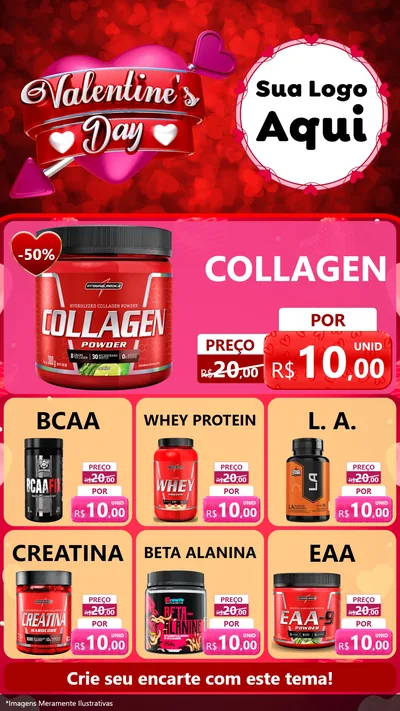 Modelo de Rede Social para Stories com o tema Valentine's Day para Suplementos alimentares