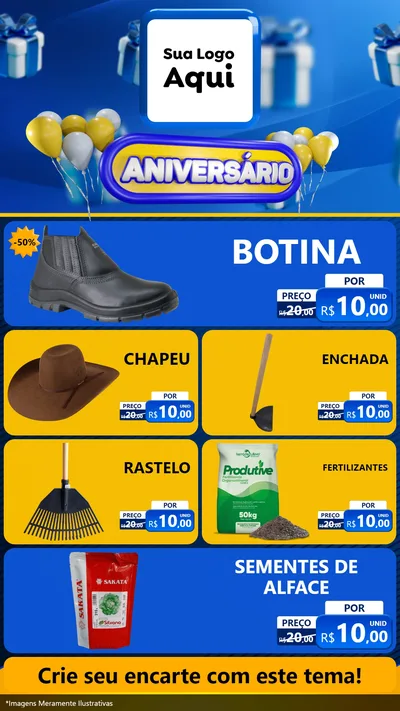 Modelo de TV para TV Vertical com o tema Aniversário para Agropecuária