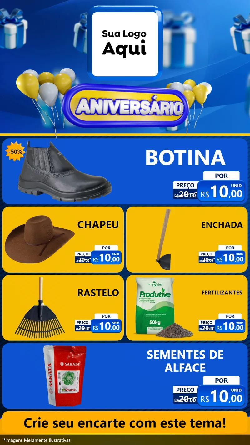 Modelo de TV para TV Vertical com o tema Aniversário para Agropecuária