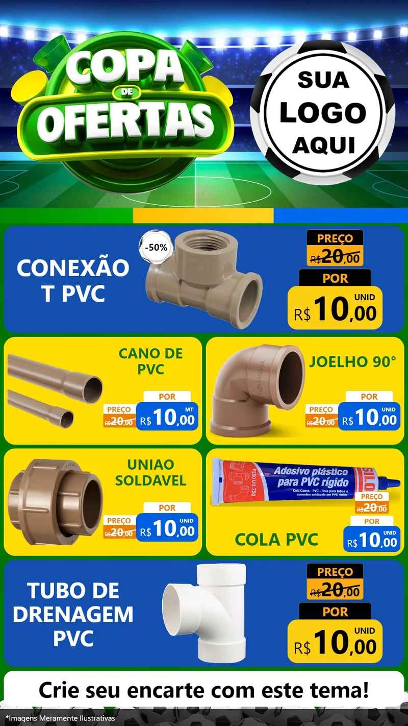 Modelo de TV para TV Vertical com o tema Copa de Ofertas para Tubos e conexões