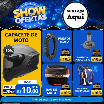 Modelo de Rede Social para Feed Facebook com o tema Show de Ofertas para Moto peças