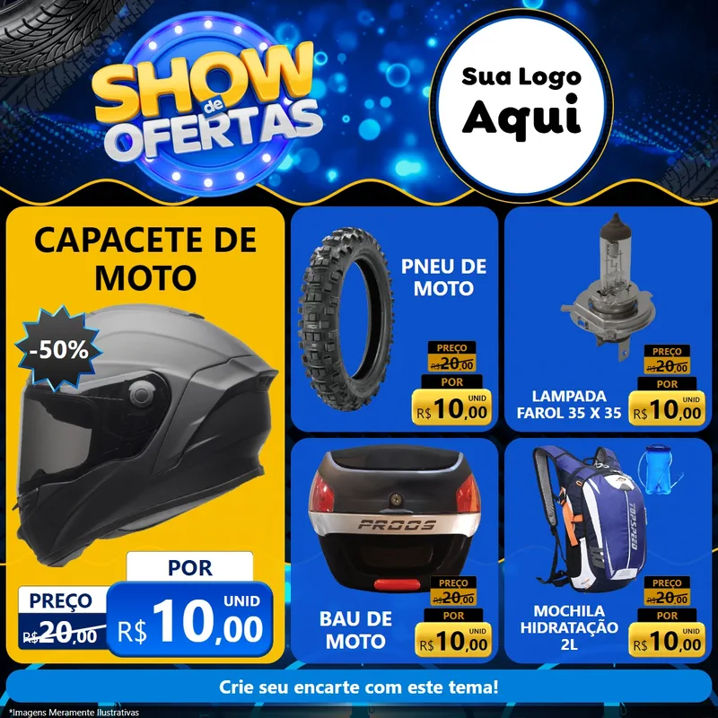 Modelo de Rede Social para Feed Facebook com o tema Show de Ofertas para Moto peças