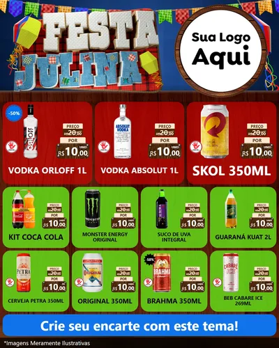 Modelo de Rede Social para Feed Instagram com o tema Festa Julina para Distribuidora de bebidas