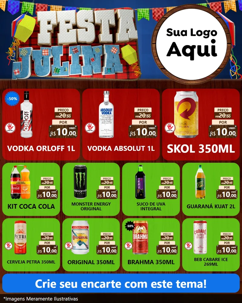 Modelo de Rede Social para Feed Instagram com o tema Festa Julina para Distribuidora de bebidas