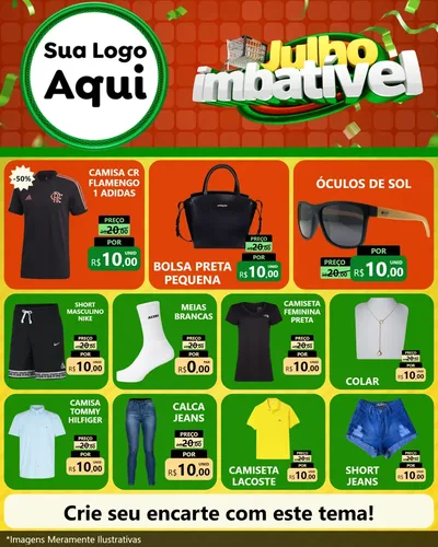Modelo de Rede Social para Feed Instagram com o tema Julho Imbatível para Roupas e acessórios