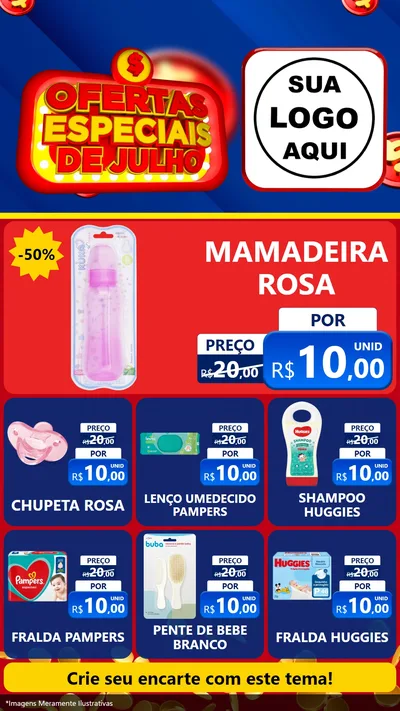 Modelo de Rede Social para Stories com o tema Ofertas Especiais de Julho para Bebês
