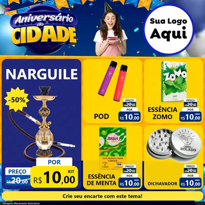 Modelo de Rede Social para Feed Facebook com o tema Aniversário da Cidade para Tabacaria