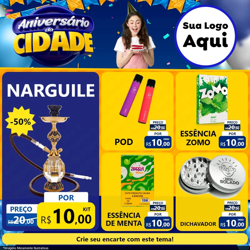 Modelo de Rede Social para Feed Facebook com o tema Aniversário da Cidade para Tabacaria