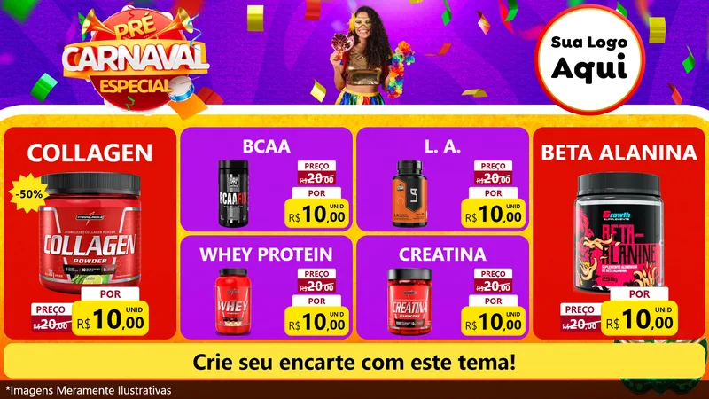 Modelo de TV para TV Horizontal com o tema Pré-Carnaval Especial para Suplementos alimentares