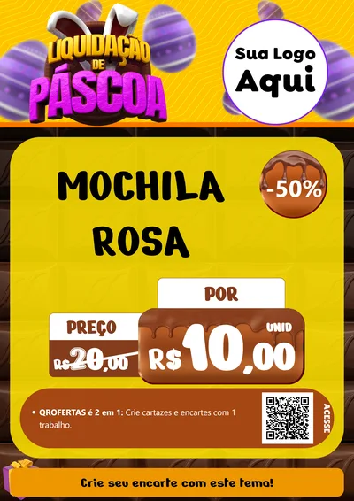Modelo de Cartaz para Cartaz A4 Vertical com o tema Liquidação de Páscoa para Papelaria