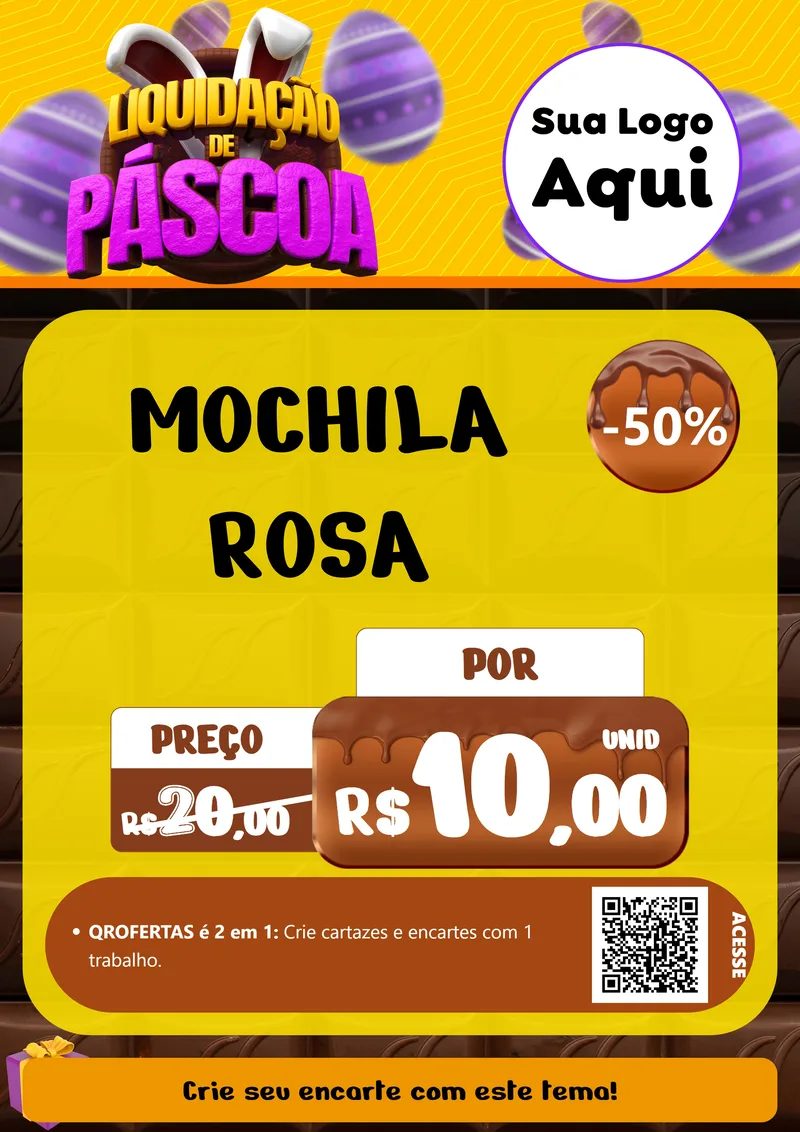 Modelo de Cartaz para Cartaz A4 Vertical com o tema Liquidação de Páscoa para Papelaria
