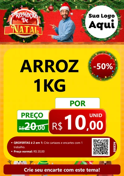 Modelo de Cartaz para Cartaz A4 Vertical com o tema Promoção de Natal para Supermercado