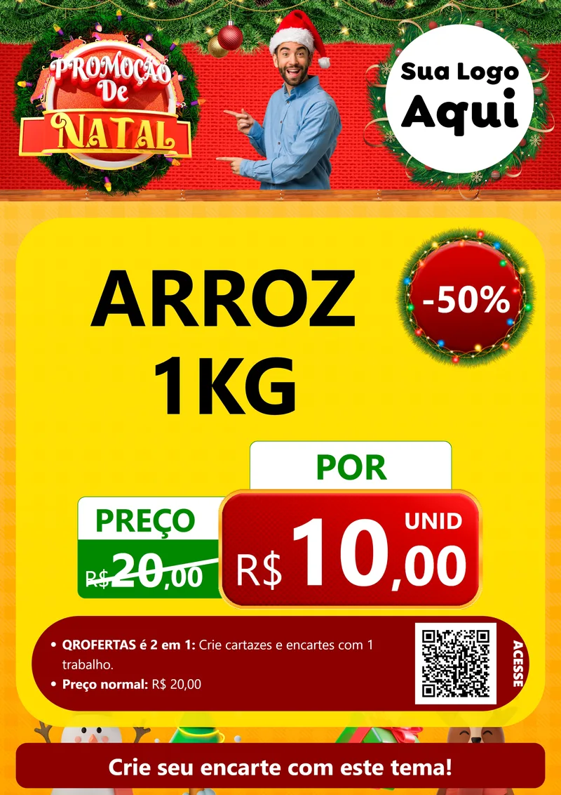 Modelo de Cartaz para Cartaz A4 Vertical com o tema Promoção de Natal para Supermercado