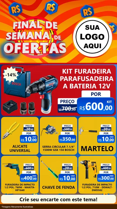 Modelo de Rede Social para Stories com o tema Final de Semana de Ofertas para Maquinas e Ferramentas