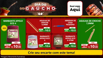 Modelo de TV para TV Horizontal com o tema Dia do Gaúcho para Armarinho e Aviamentos