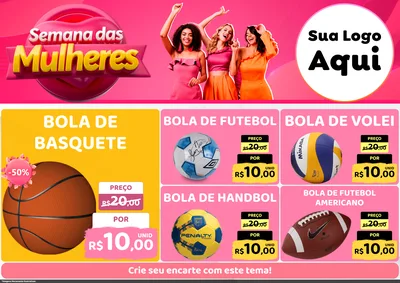 Modelo de Encarte para Encarte A4 Horizontal com o tema Semana das Mulheres para Artigos Esportivos