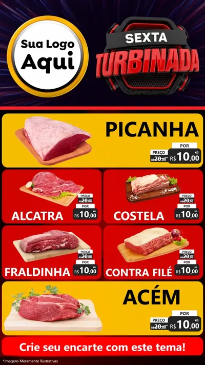 Modelo de TV para TV Vertical com o tema Sexta Turbinada para Açougue
